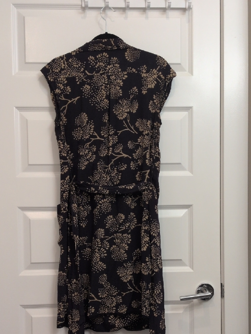 Maeve Silk Navy Gingko Print Wrap Dress - Picture 10 of 12